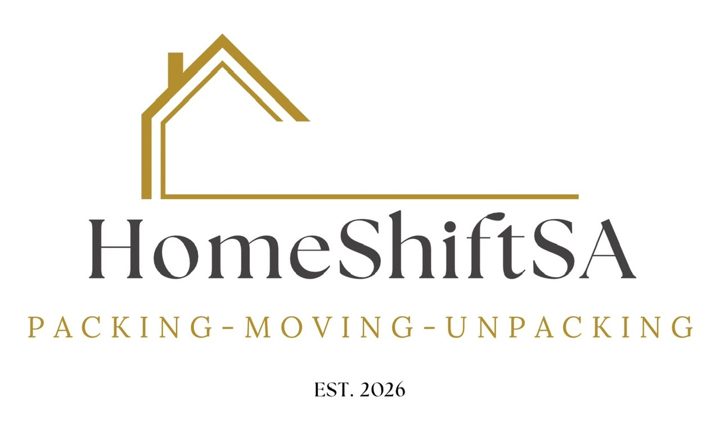 HomeShiftSA logo: packing, moving, unpacking. Est. 2026